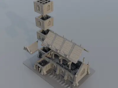 Small Church Tabletop Terrain 15 mm 3D print model