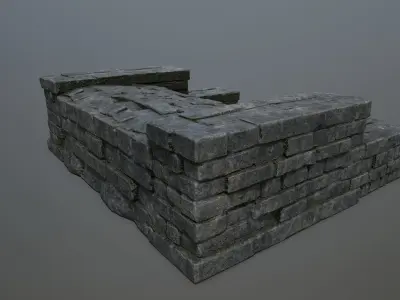 Ruin  Stairs Low-poly 3D model