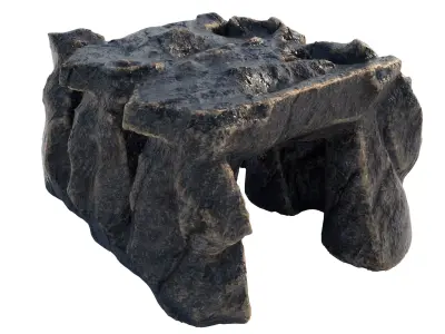 black rock cave entrance Low-poly 3D model