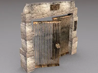 cemetery gate old door Low-poly 3D model