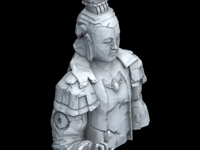 Stone Statue Group - Buddha Image 02 3D model