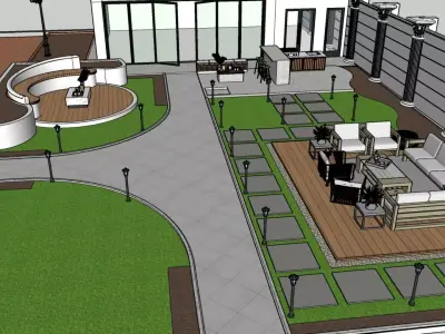 Realistic Garden Outdoor Lounge 3D Model  SketchUp Blender  3D model