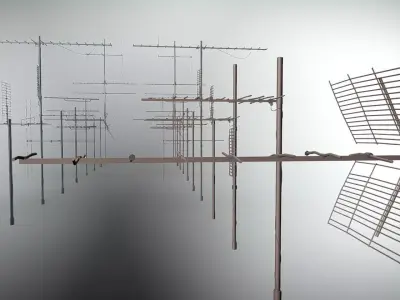 TV antenna x31 Rust and clean Low-poly 3D model