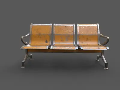 Street Bench Low-poly 3D model