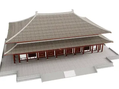 Japanese Historic Buddhist Temple Main Hall 3D model
