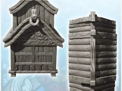 Medieval building with overhanging floor and rounded roof 8 - Me 3D print model
