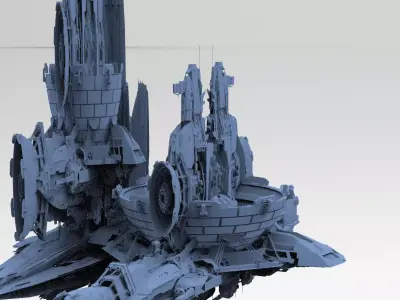 Halo Forerunner Inspired 3 Energy buildings 3D model