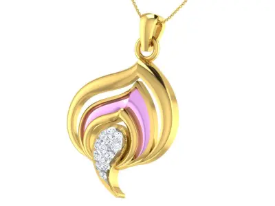 light weight yellow gold  diamond pendent -ZA PN 2107-B Charms62 3D print model