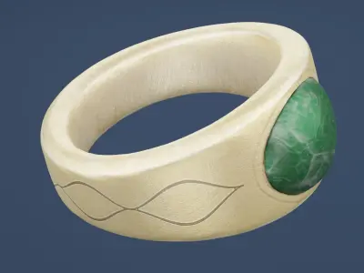Green Diamond Ring Low-poly 3D model