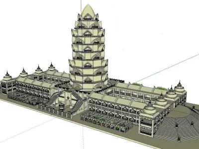 Architecture-Religion-God-Culture-Temple-0269 building with c... 3D model