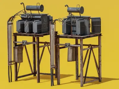 Electrical Transformer - Game Ready Asset Free low-poly 3D model