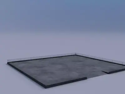 Parking concrete floor on sky Low-poly 3D model