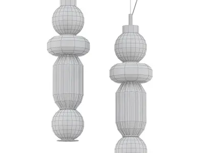 hamel pair of glass pendant lights 3D model