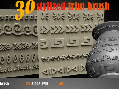 30 stylized trim brush vol 1  hawaiian pattern  3D model