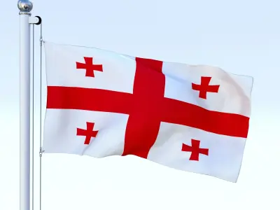 Animated Georgia Flag Low-poly 3D model