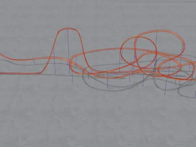 Rollercoaster roller coaster Low-poly 3D model