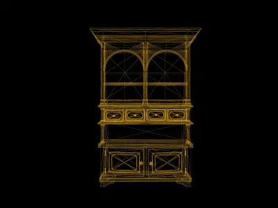 Cabinet Game-Ready wooden with two doors Low-poly 3D model