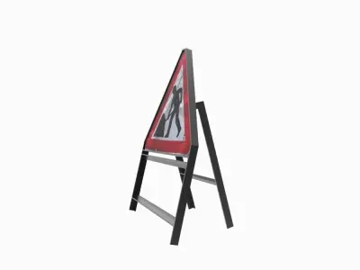 Construction Sign Low-poly 3D model