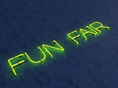 Funfair Neon Sign Low-poly 3D model