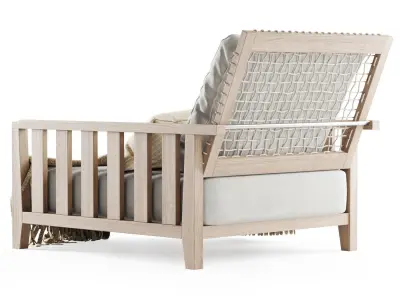 Wooden garden chair with plaid  3D model