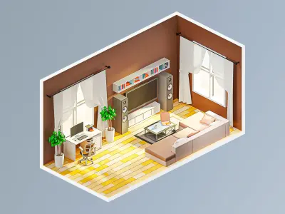 Room 14 Low-poly 3D model