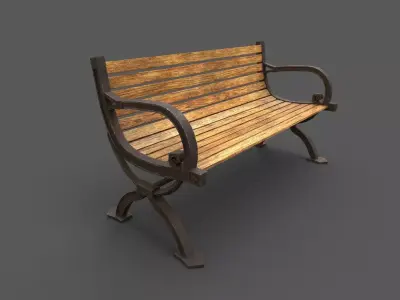 Old Street Bench Low-poly 3D model