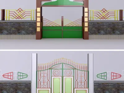 Door and fence 3D model
