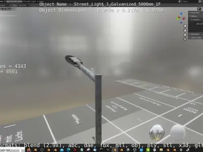 Street Light 1 Galvanized 5000mm 1F Low-poly 3D model