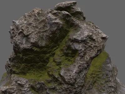 mossy rock 1 Low-poly 3D model
