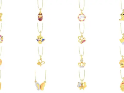 160 Kids Pendant charms 3dm stl renders pack