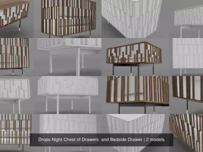 Drops Night Chest of Drawers  and Bedside Drawer 3D Model Pack