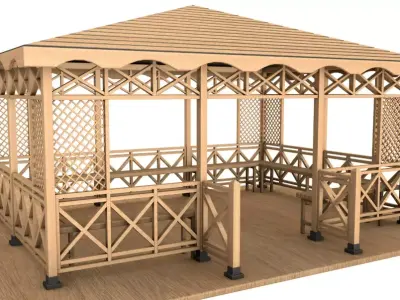 Wooden Gazebo 3D model buy
