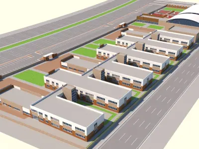 high school  exterior-interior 3D model