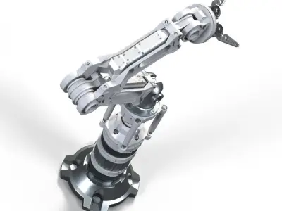 Robotic Arm White PBR Rigged Low-poly 3D model