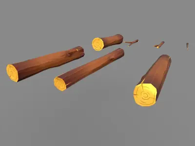 Cartoon Log Styled set  Low-poly 3D model