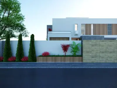 High-quality 3D model of a modern two-story villa Low-poly 3D model