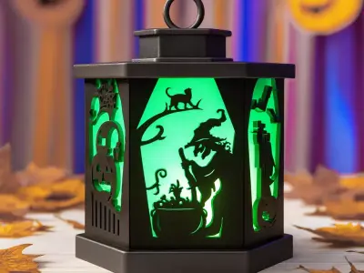 Halloween Candle Tea Light Lantern Witch Pumpkin Jack Skeleton 3D print model