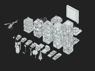 Lowpoly city set 3D model