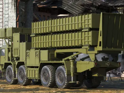  Self Propelled Air Defense Missile System Rigged for Cinema 4D 