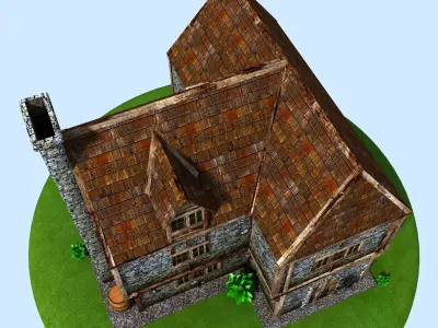Medieval house Low-poly 3D model