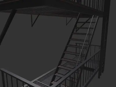Modular Fire Escape Low-poly 3D model