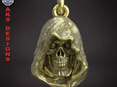 Pendant biker jewelry Reaper skull v174 3D print model