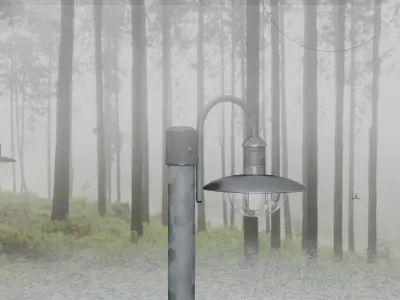 Street Light -7- Galvanized Version -1 Lamp-  Low-poly 3D model