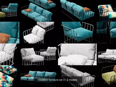 Outdoor furniture set 3 3D Model Pack