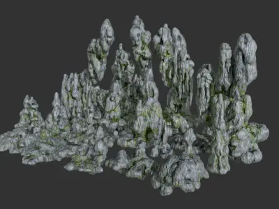 Low poly Mossy Cave Modular Column Pack 200802 Low-poly 3D model