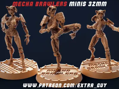 Mecha Brawlers 32mm 3D Printable 15 assets Unsupported 3D print model