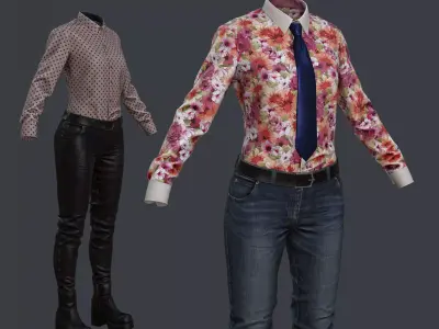 Female 1 - clothing 1 - Just clothing Low-poly 3D model