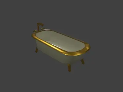 bath low-poly gold table 3D model