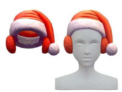 Cartoon High Poly Subdivision Christmas Hood Low-poly 3D model