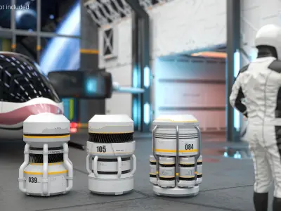  Sci-Fi Triple Energy Reactor Capsule Set with Vent Grilles White 